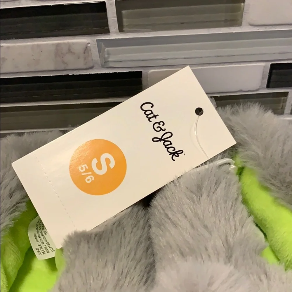 New‎ Gray Dinosaur Toddler Boy Slippers - 5/6